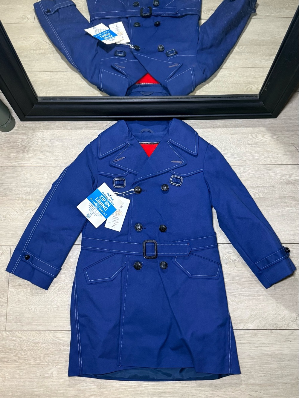 New 1970s Kids / Toddlers Blue All Season Button Down Trench Coat